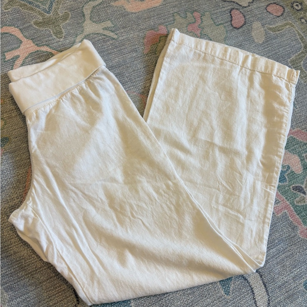 Old Navy Linen Cream Wide-Leg Pants